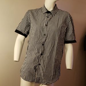 Black/white checked button up